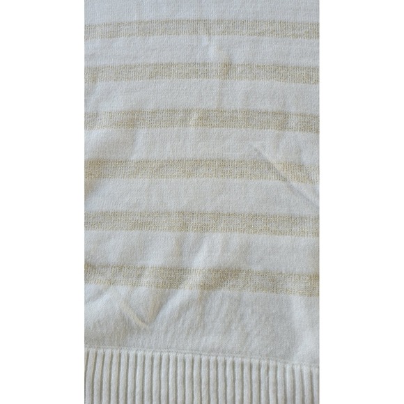 LUXE BRAND - TURTLE NECK SWEATER - CREAM WHITE WITH SILVER SPARKLE... SIZE L - Picture 3 of 8